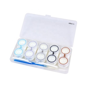 Transparent Green Plant Design Contact Lens Cases