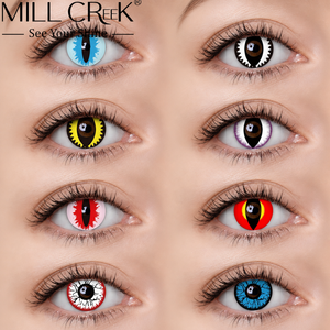 MILLCREEK Red Yearly 14.5mm Cosplay Party Special-Effect Crazy HEMA OEM Wholesale Colored Contact Lenses Lentes De Contacto